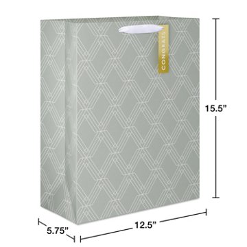 American Greetings Diamond Geometric Pattern with Tag Wedding Extra Large Gift Bag, 5.75" x 15.5" x 12.5"