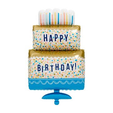 American Greetings Happy Birthday Cake Uninflated Foil Balloon with Inflation Straw