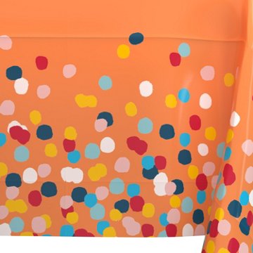 American Greetings Orange with Colorful Confetti Plastic Table Cover, 84" x 54"