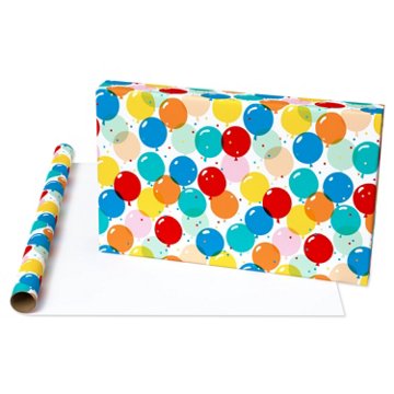 American Greetings Colorful Balloons Birthday Wrapping Paper, 20 sq. ft., 96" x 30"