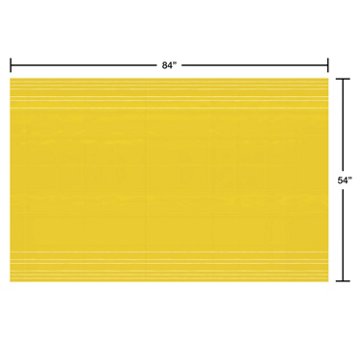 American Greetings Yellow with White Striped Plastic Table Cover, 84" x 54"