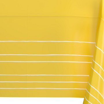 American Greetings Yellow with White Striped Plastic Table Cover, 84" x 54"