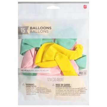 American Greetings Pink, Yellow, & Green Uninflated Balloons, 15 pk