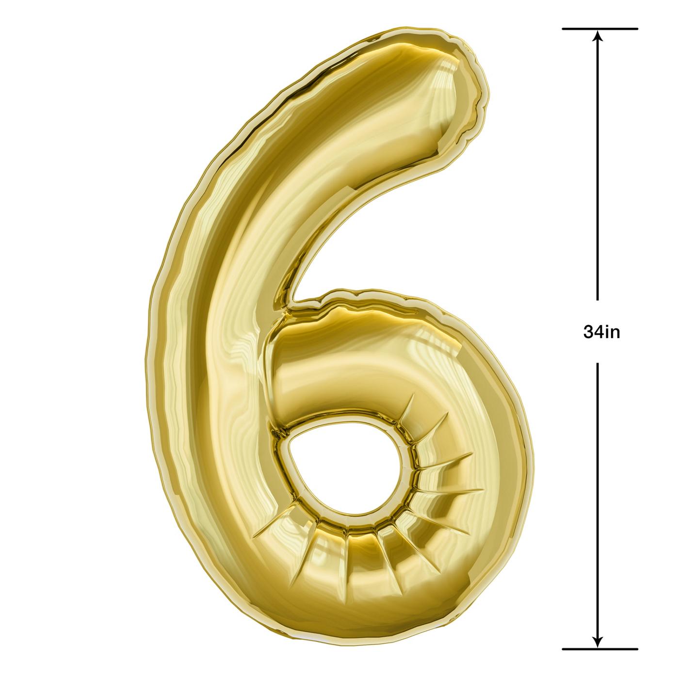 American Greetings Number 6 Large Gold Foil Uninflated Balloon; image 3 of 3