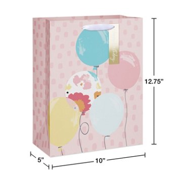 American Greetings Balloons Birthday Large Gift Bag with Tag, 5" x 12.75" x 10"