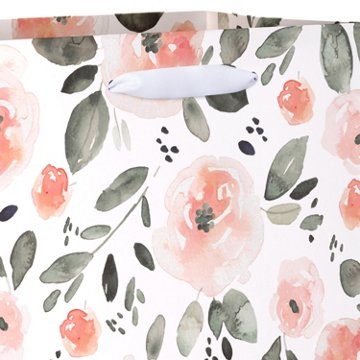 American Greetings Pink Watercolor Florals Large Wedding Gift Bag, 5" x 12.75" x 10"
