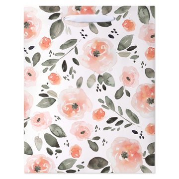 American Greetings Pink Watercolor Florals Large Wedding Gift Bag, 5" x 12.75" x 10"