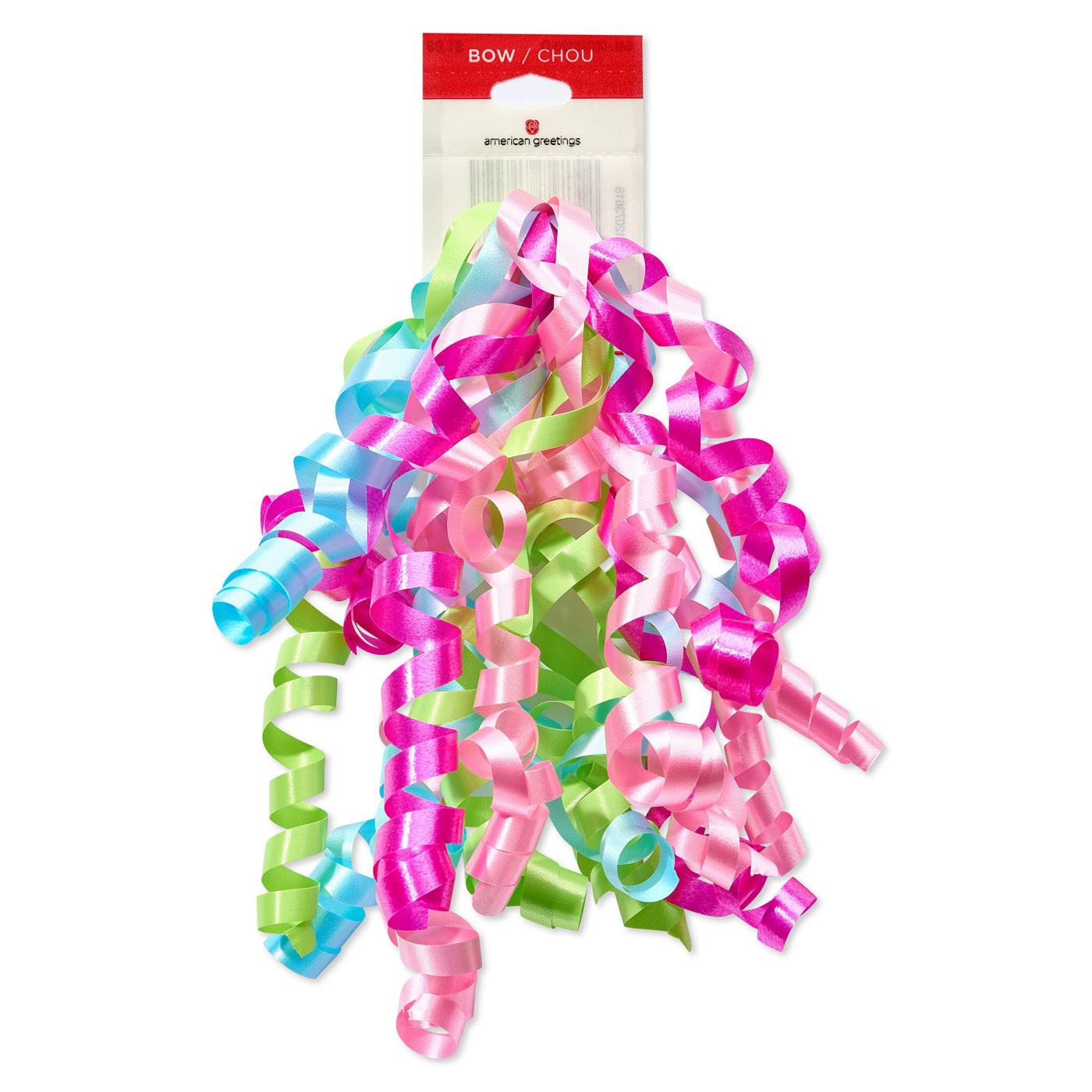 American Greetings Pink, Aqua, Lime Green Curly Gift Bow; image 2 of 2