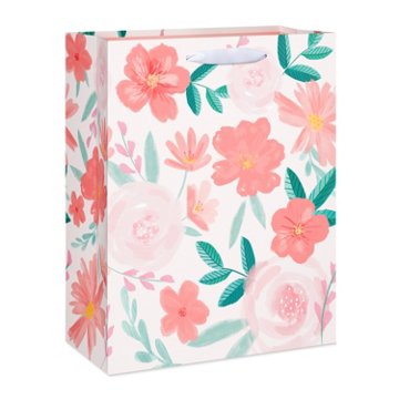 American Greetings Pink Florals Large Gift Bag, 5" x 12.75" x 10"