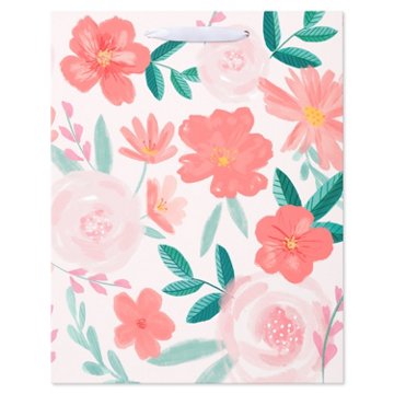 American Greetings Pink Florals Large Gift Bag, 5" x 12.75" x 10"