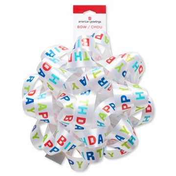 American Greetings Happy Birthday Confetti Gift Bow, 4.25''