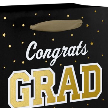 American Greetings Small Graduation Gift Bag - Black & Gold Congrats, 5.5" x 3" x 6.5"