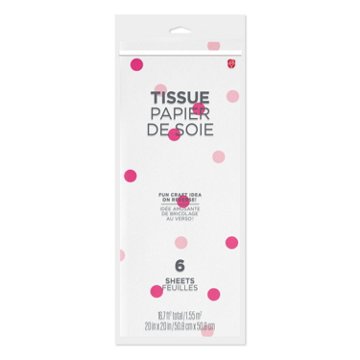 American Greetings Pink Dots on White Gift Tissue Paper, 6 ct, 20" x 20"