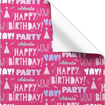 American Greetings Pink Birthday Wrapping Paper, 40 sq. ft., 192" x 30"