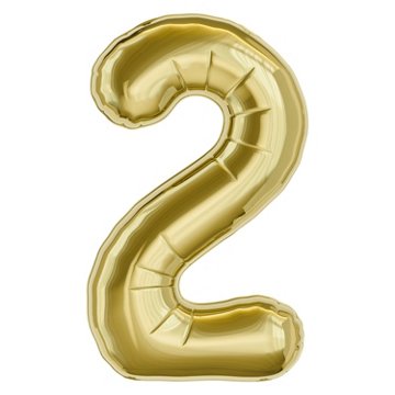 American Greetings Number 2 Large Gold Foil Uninflated Balloon, 34" x 25"