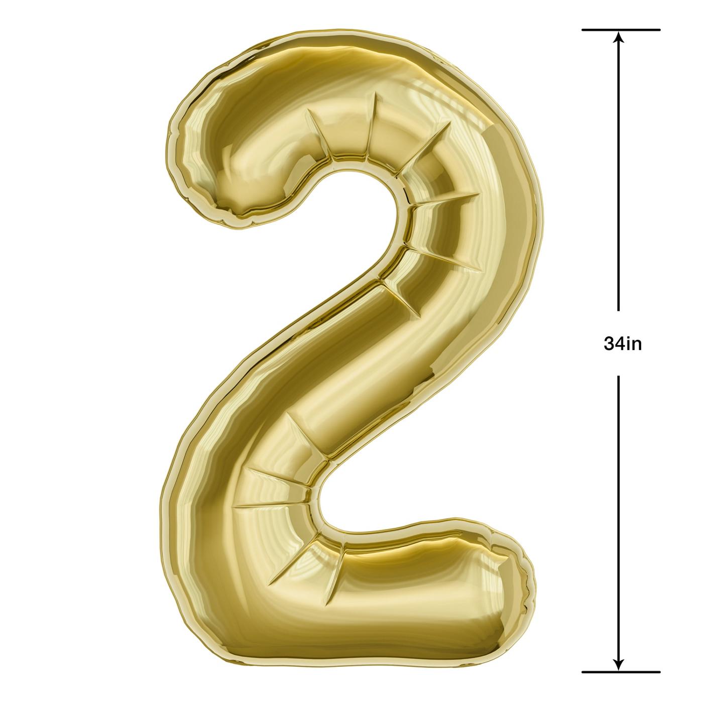 American Greetings Number 2 Large Gold Foil Uninflated Balloon; image 3 of 3