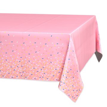 American Greetings Pink with Colorful Sprinkle Plastic Table Cover, 84" x 54"