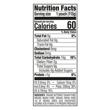 Happy Baby Organics Stage 2 Baby Food Pouch - Organic Squash, Mango & Papaya, 4 oz