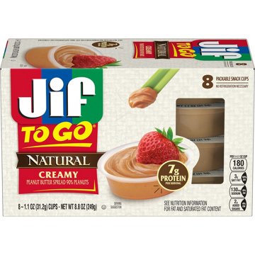 Jif To Go Natural Creamy Peanut Butter Cups, 8 ct