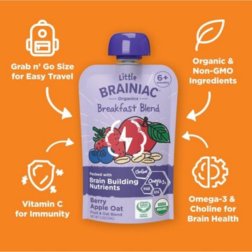 Little Brainiac Oragnics Breakfast Blend Pouch - Berry Apple Oat