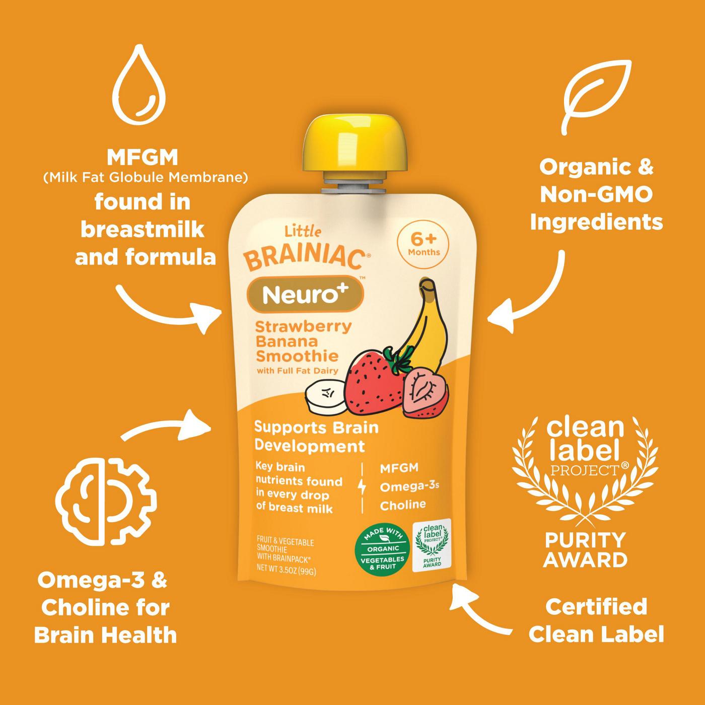 Little Brainiac Neuro+ Baby Smoothie Pouch - Strawberry Banana Smoothie; image 3 of 4