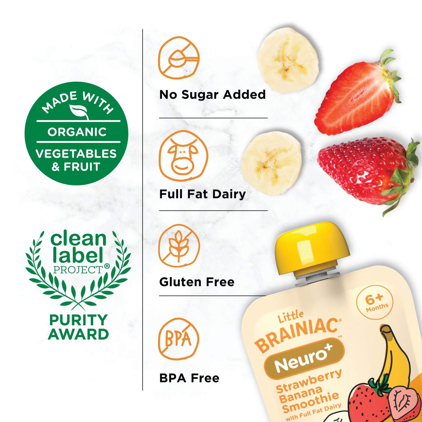 Little Brainiac Neuro+ Baby Smoothie Pouch - Strawberry Banana Smoothie; image 4 of 4