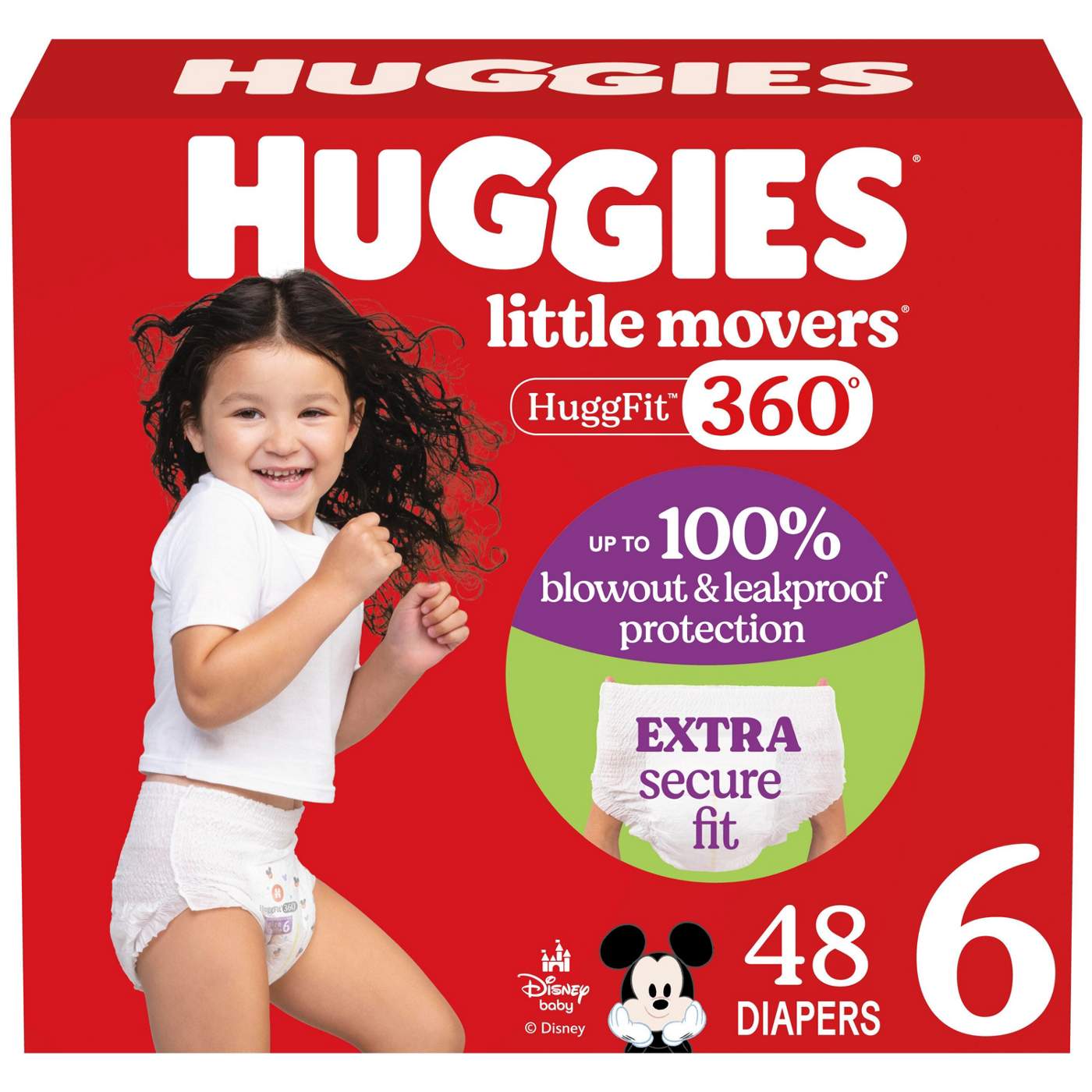Huggies Little Movers HuggFit 360° Baby Diapers with 360° Waistband, Size 6 (35+ lbs); image 1 of 8