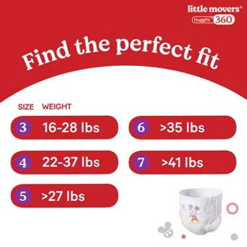 Huggies Little Movers HuggFit 360° Baby Diapers with 360° Waistband, Size 5 (27+ lbs)