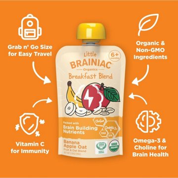 Little Brainiac Breakfast Blend Pouch - Banana Apple Oat
