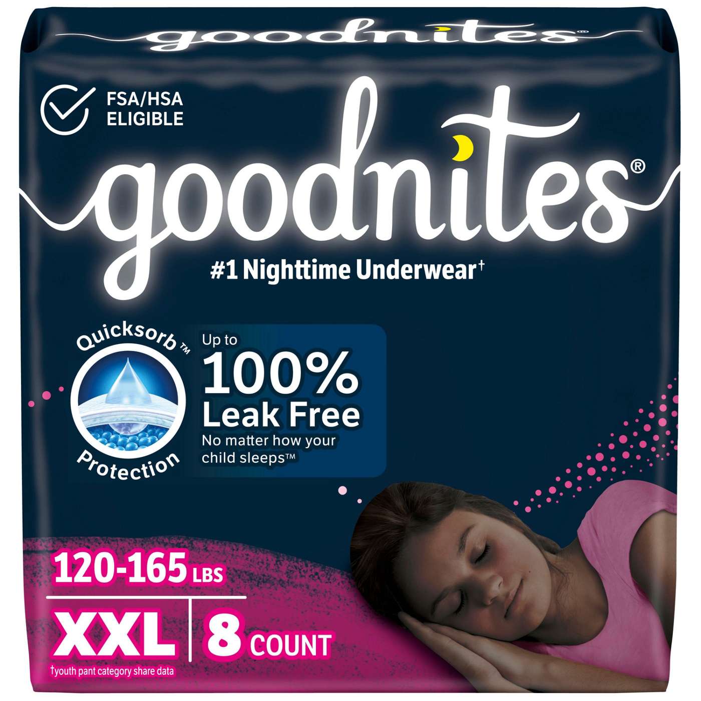 Goodnites Girls' Nighttime Bedwetting Underwear -XXL (120-165 lbs); image 1 of 7