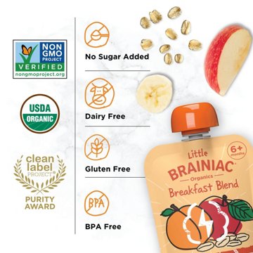 Little Brainiac Breakfast Blend Pouch - Peach Apple Oat