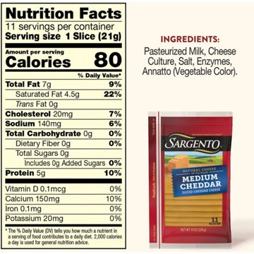 Sargento Medium Cheddar Cheese Slices