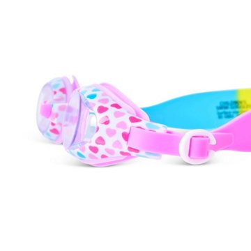 Aqua2ude Heart Print Kids Swim Goggle - Pink Yellow & Blue
