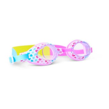 Aqua2ude Heart Print Kids Swim Goggle - Pink Yellow & Blue