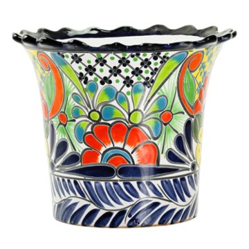 Blue Orange Pottery Talavera Elegant Spiked Planter