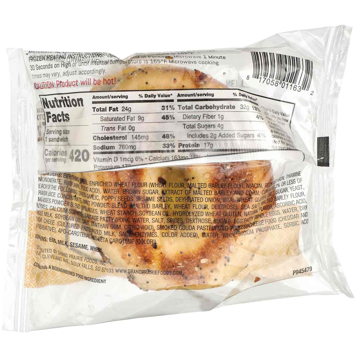 Grand Prairie Bagel Breakfast Sandwich - Spicy Sausage & Egg; image 2 of 2