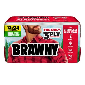 Brawny Tear-A-Square Paper Towels, 12 Double Rolls