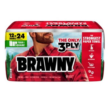 Brawny Tear-A-Square Paper Towels, 12 Double Rolls