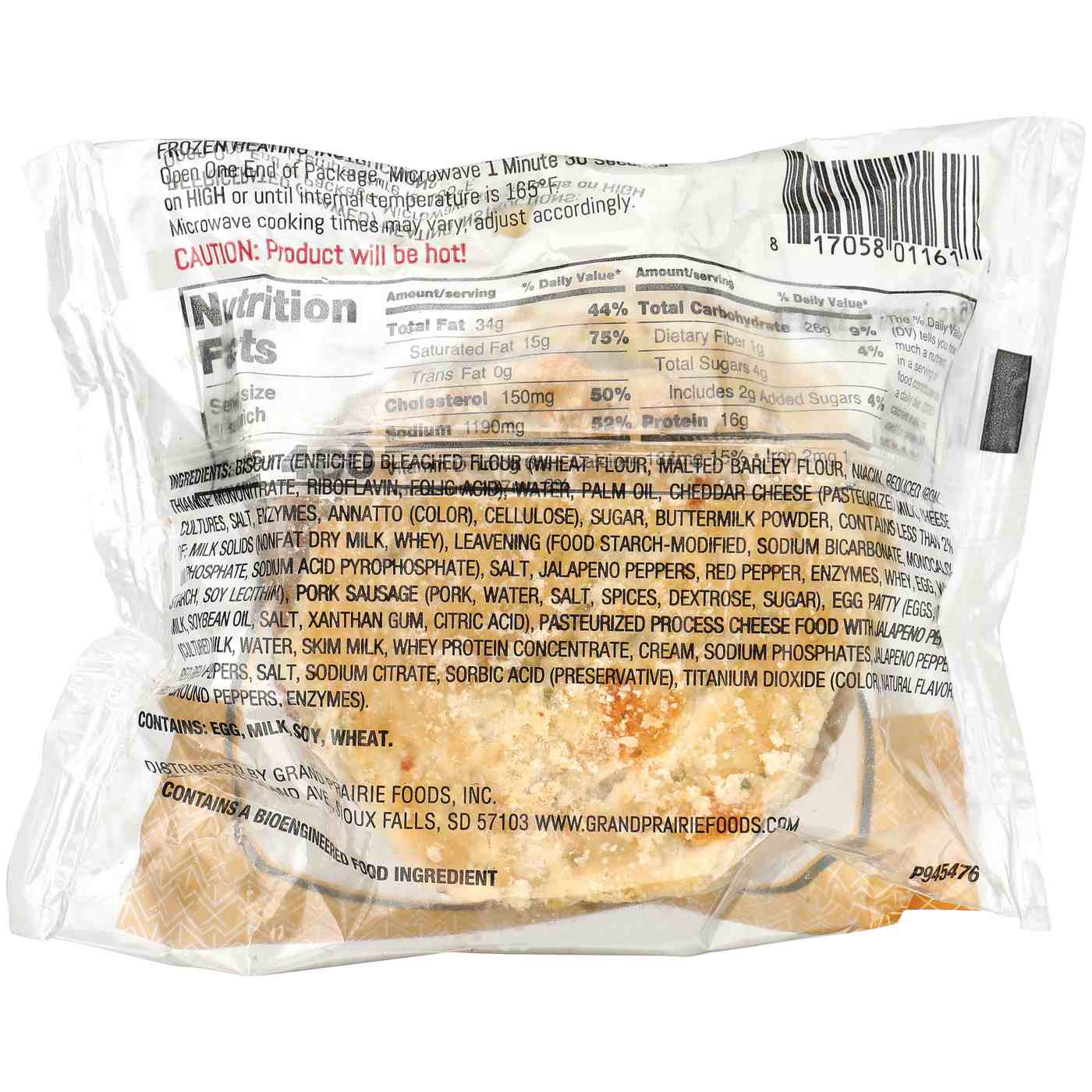 Grand Prairie Jalapeño Cheddar Biscuit Breakfast Sandwich - Sausage & Egg; image 2 of 2