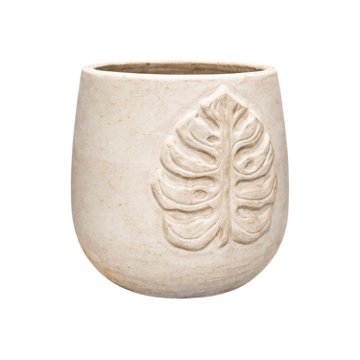 Blue Orange Pottery Medium Silica Leaf Clay Planter, 13'' x 13''