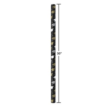 American Greetings Graduation Wrapping Paper Roll - Gold & Silver Caps on Black, 20 sq. ft., 96'' x 30''
