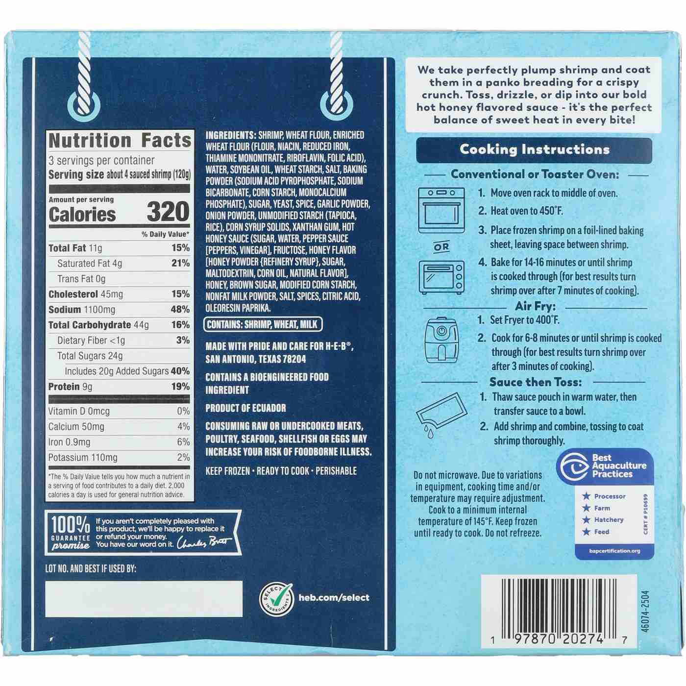 H-E-B Frozen Hot Honey Breaded Shrimp; image 2 of 3