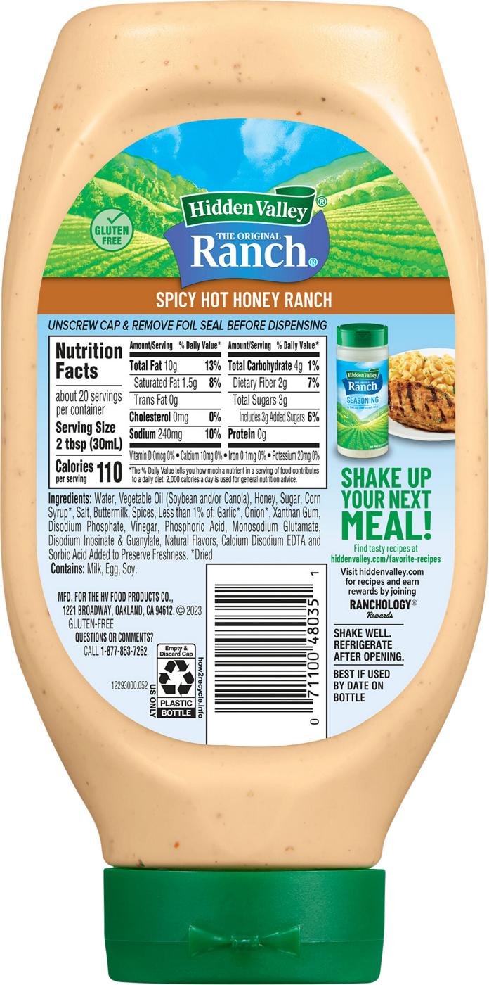 Hidden Valley Spicy Hot Honey Ranch Condiment & Dressing, Easy Squeeze Bottle; image 3 of 4
