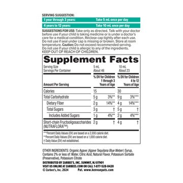 Zarbee's Digestive Care Support Prebiotic Fiber Syrup