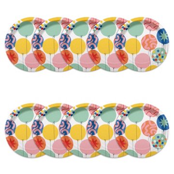 American Greetings Multicolored Balloons 7" Paper Plates, 10 ct