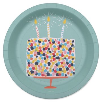 American Greetings Birthday Cake on Green 7" Paper Plates, 10 ct