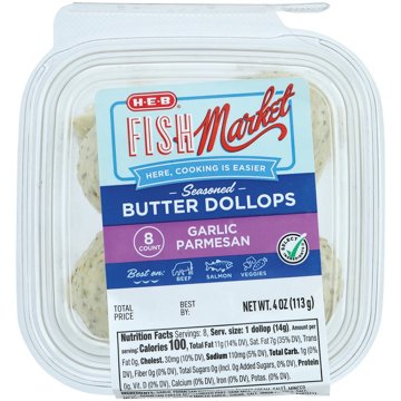 H-E-B Fish Market Seasoned Butter Dollops - Garlic Parmesan, 8 ct