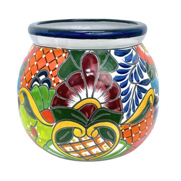 Blue Orange Pottery Talavera Small Sphere Planter, 10.5" x 9"