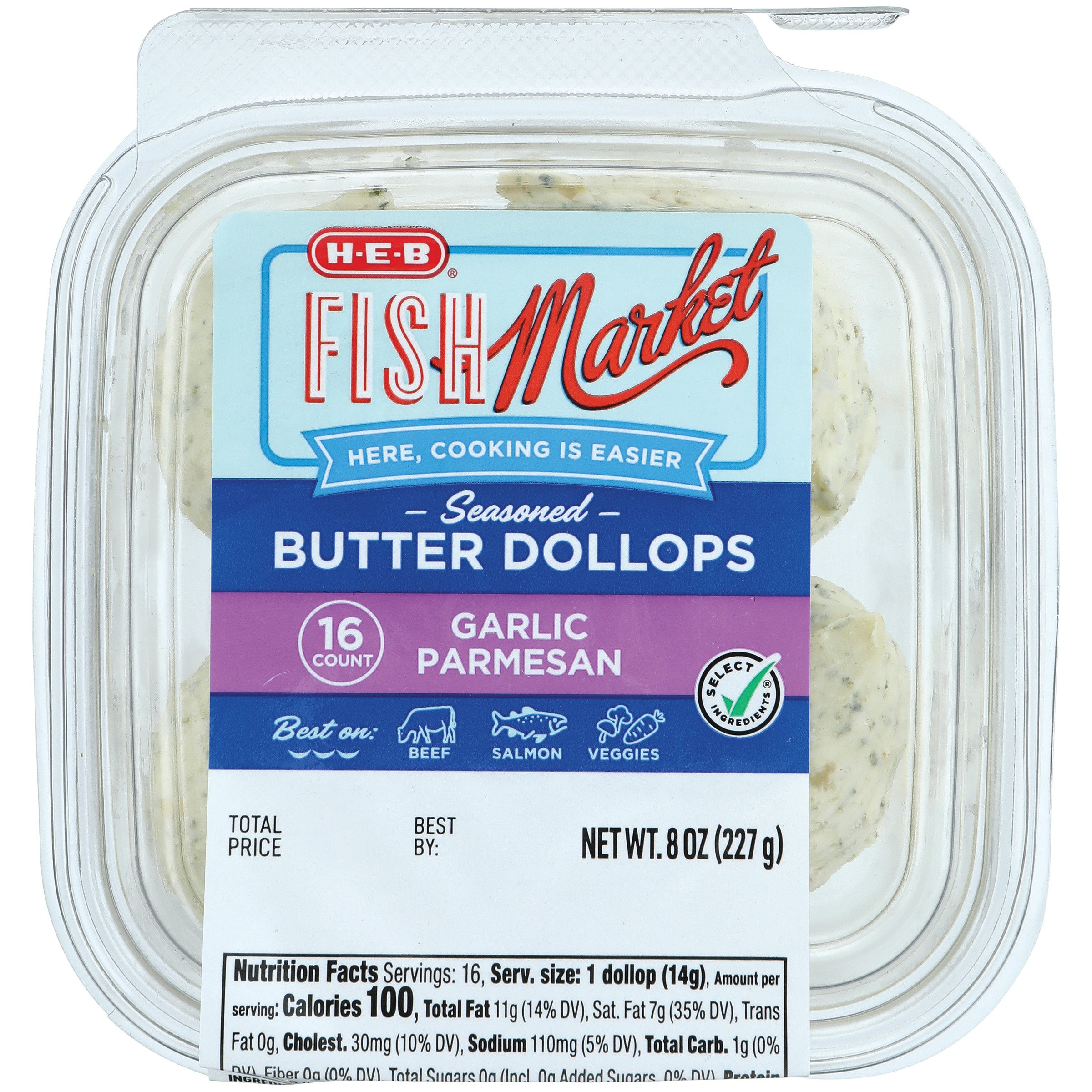H-E-B Fish Market Seasoned Butter Dollops - Garlic Parmesan, 16 ct ...