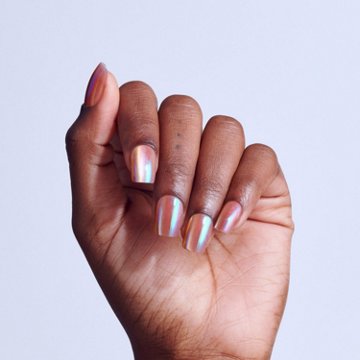 KISS GLAM Embellished Special Effects Nails - Golden Hour Affairs (Pink Squoval Short Nails), 32 ct